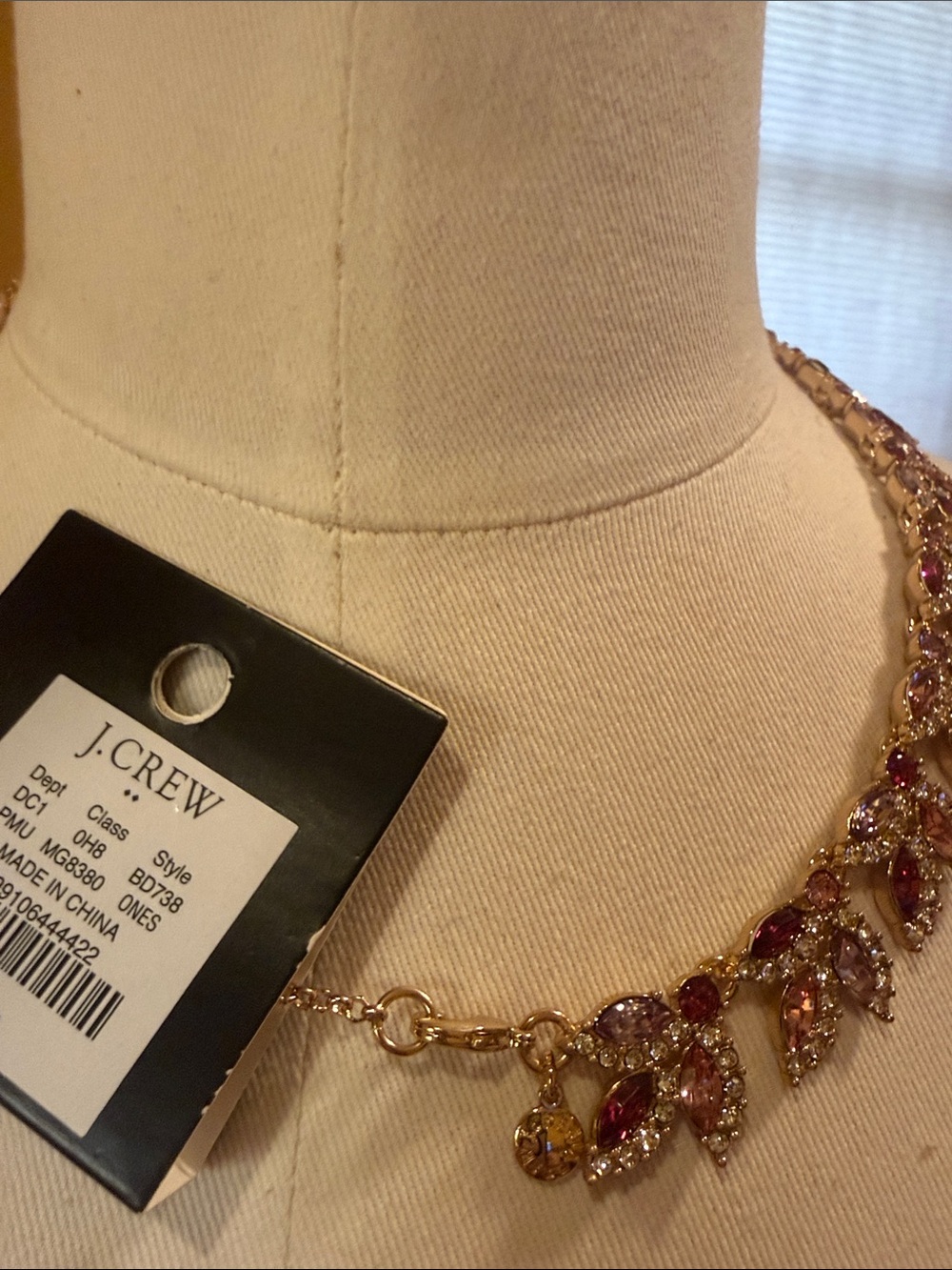 J. Crew Gold-Tone Necklace with Pink and Purple Stones - Picture 4 of 4